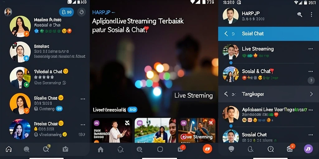 Antarmuka aplikasi HARAPJP menampilkan fitur Live Streaming yang interaktif.