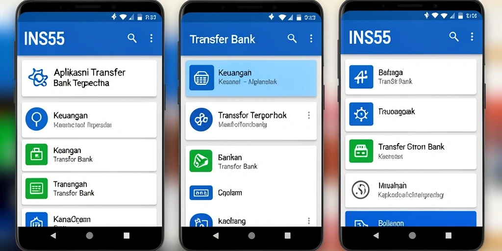 Tampilan antarmuka aplikasi INS55 untuk transfer bank yang mudah digunakan.
