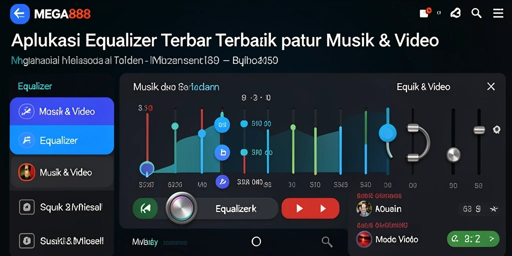 Antarmuka MEGA888 menampilkan pengaturan Equalizer yang mudah diakses.