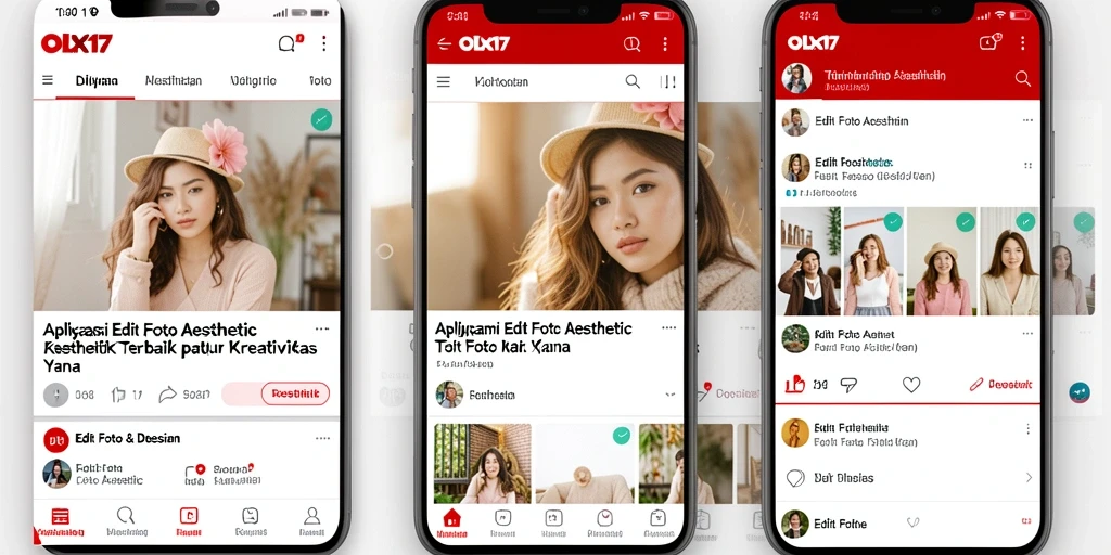 Tampilan antarmuka aplikasi OLX17 yang modern dan menarik.