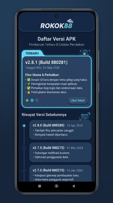 Riwayat Versi Aplikasi Rokok88 untuk Android